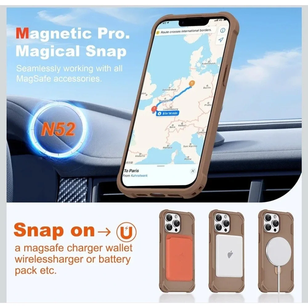 For iPhone 13 Pro Rubber Armor Case Shockproof with Ring Stand